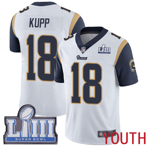 Los Angeles Rams Limited White Youth Cooper Kupp Road Jersey NFL Football #18 Super Bowl LIII Bound Vapor Untouchable->youth nfl jersey->Youth Jersey